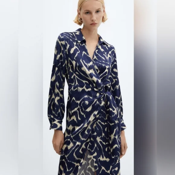 MANGO Satin Wrap Dress - Picture 5 of 6